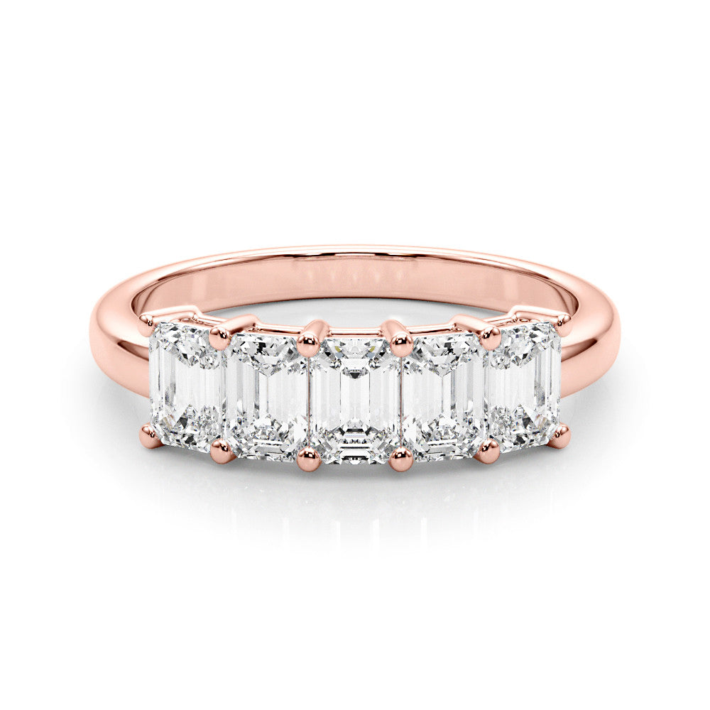 Five Stone 2.0 ct. Emerald Diamond Wedding Ring-VIRABYANI